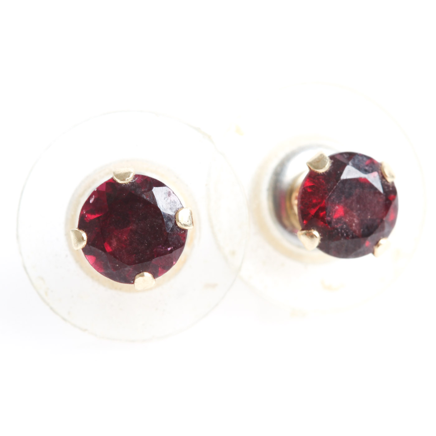 14K Yellow Gold and Garnet Stud Earrings