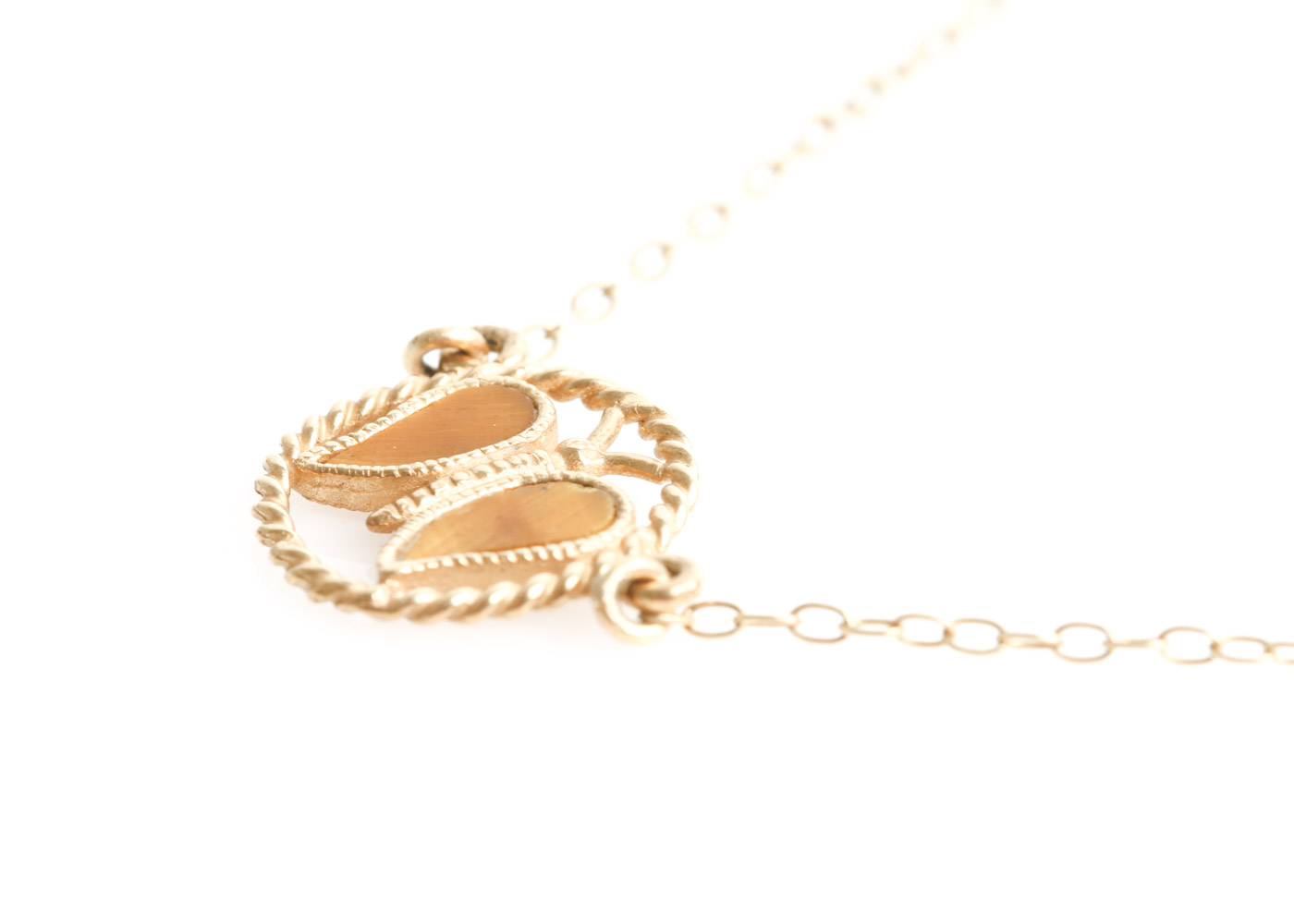 14K Yellow Gold and Tiger's Eye Butterfly Pendant Necklace