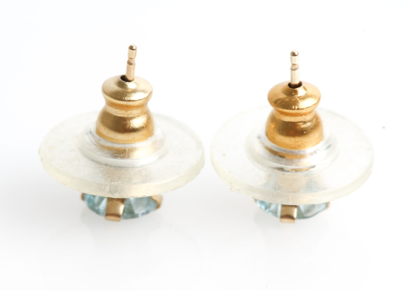 14K Yellow Gold and Blue Topaz Stud Earrings