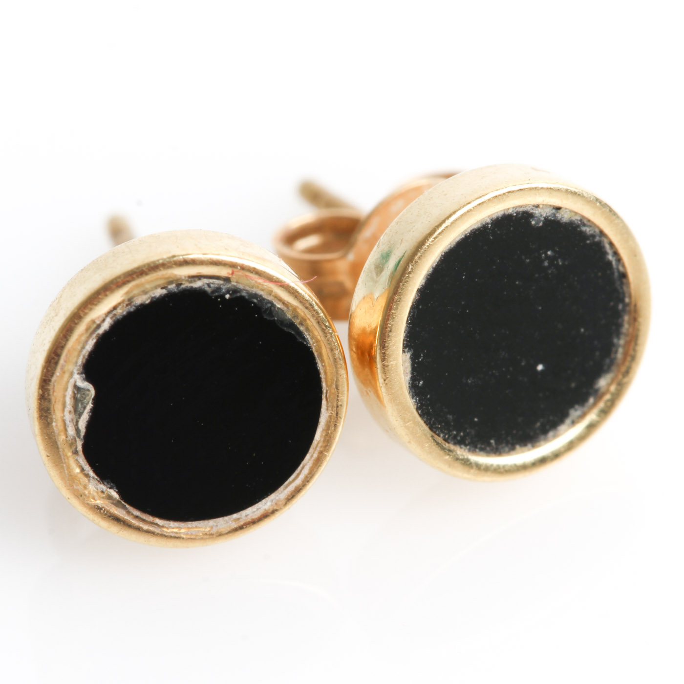 Ciani 14K Yellow Gold and Onyx Disc Stud Earrings