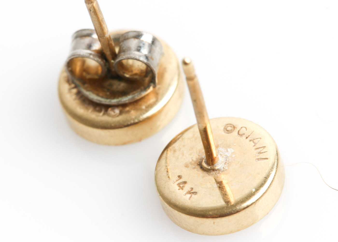 Ciani 14K Yellow Gold and Onyx Disc Stud Earrings