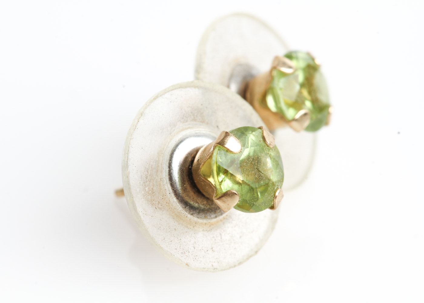 14K Yellow Gold and Peridot Stud Earrings