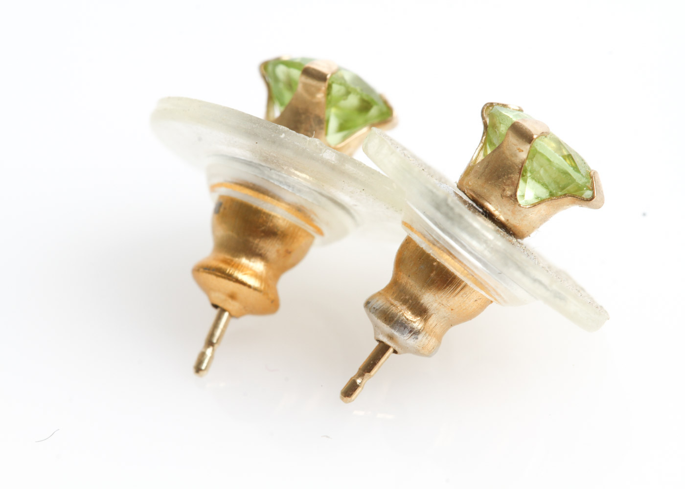 14K Yellow Gold and Peridot Stud Earrings