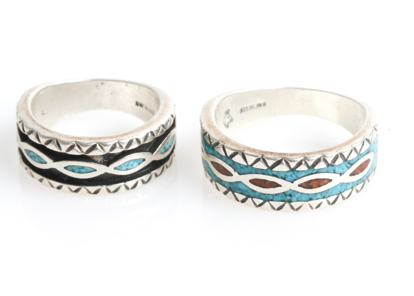 Southwest Inspired Sterling Silver and Inlaid Stone Rings