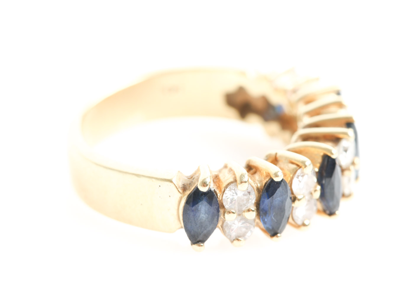 14K Yellow Gold, Sapphire, and Diamond Band