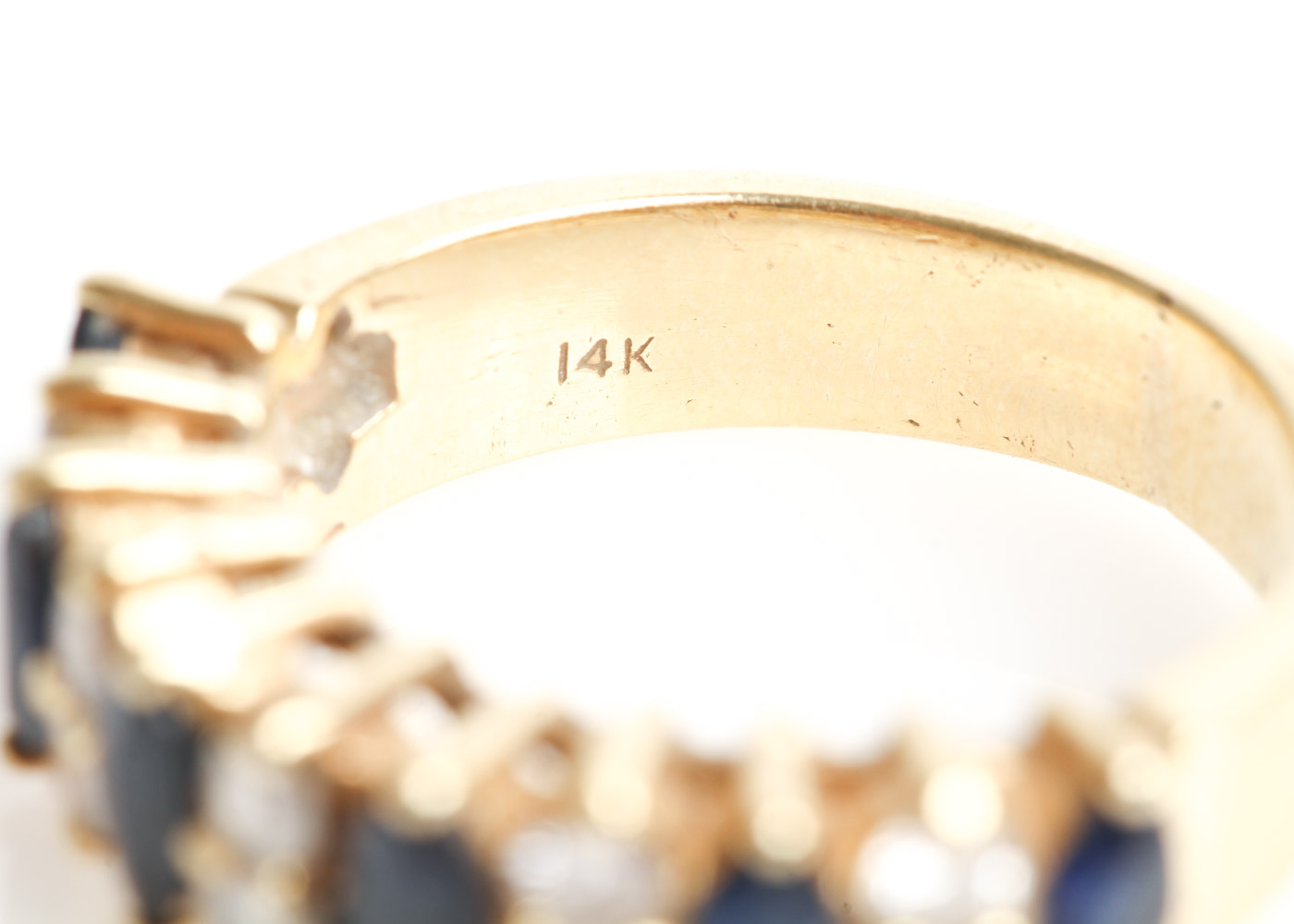 14K Yellow Gold, Sapphire, and Diamond Band