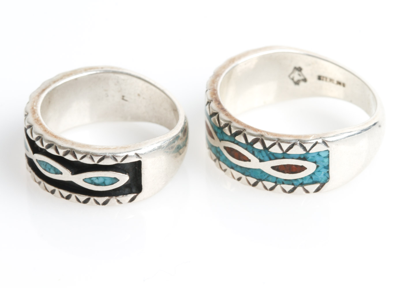 Southwest Inspired Sterling Silver and Inlaid Stone Rings