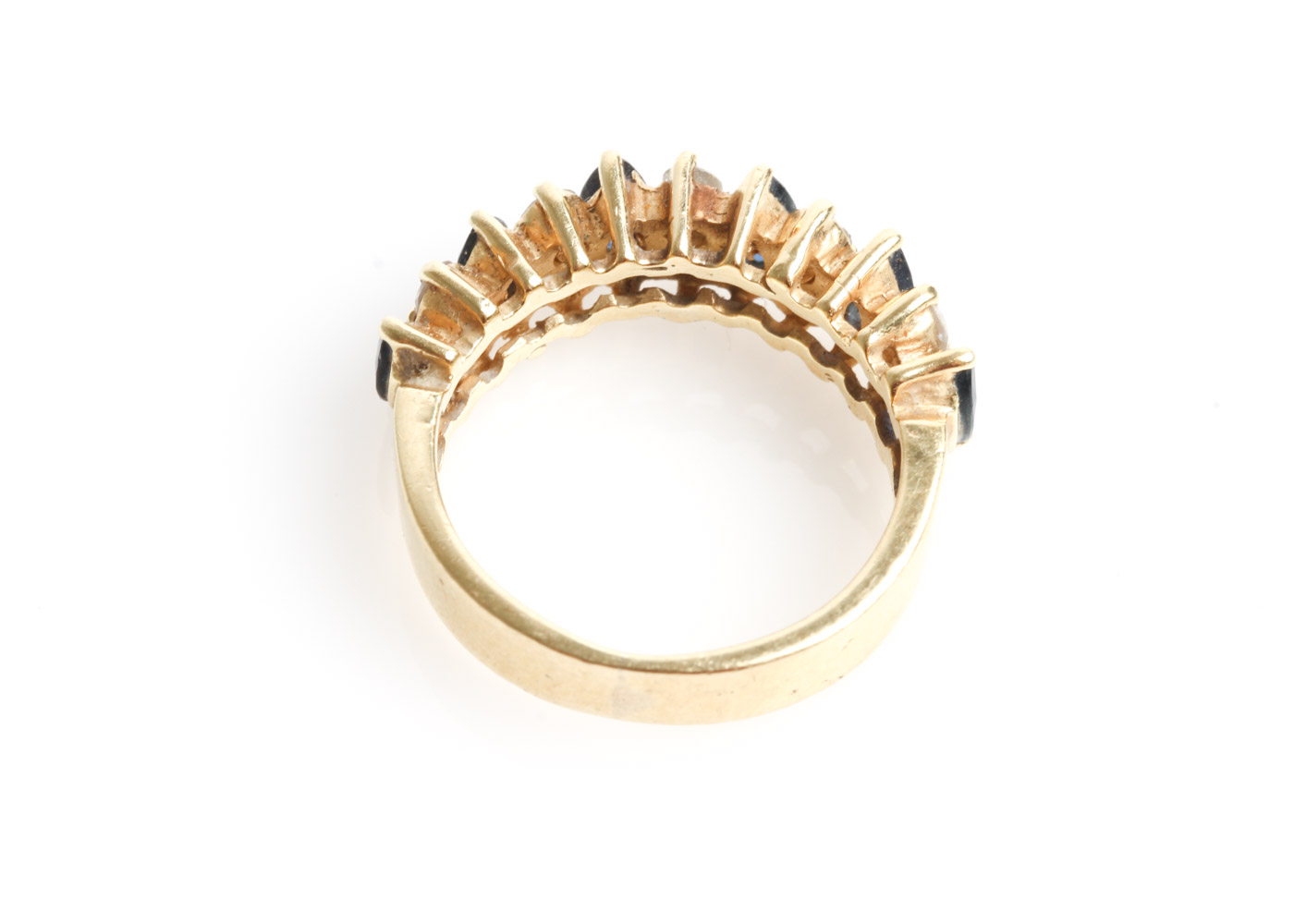 14K Yellow Gold, Sapphire, and Diamond Band