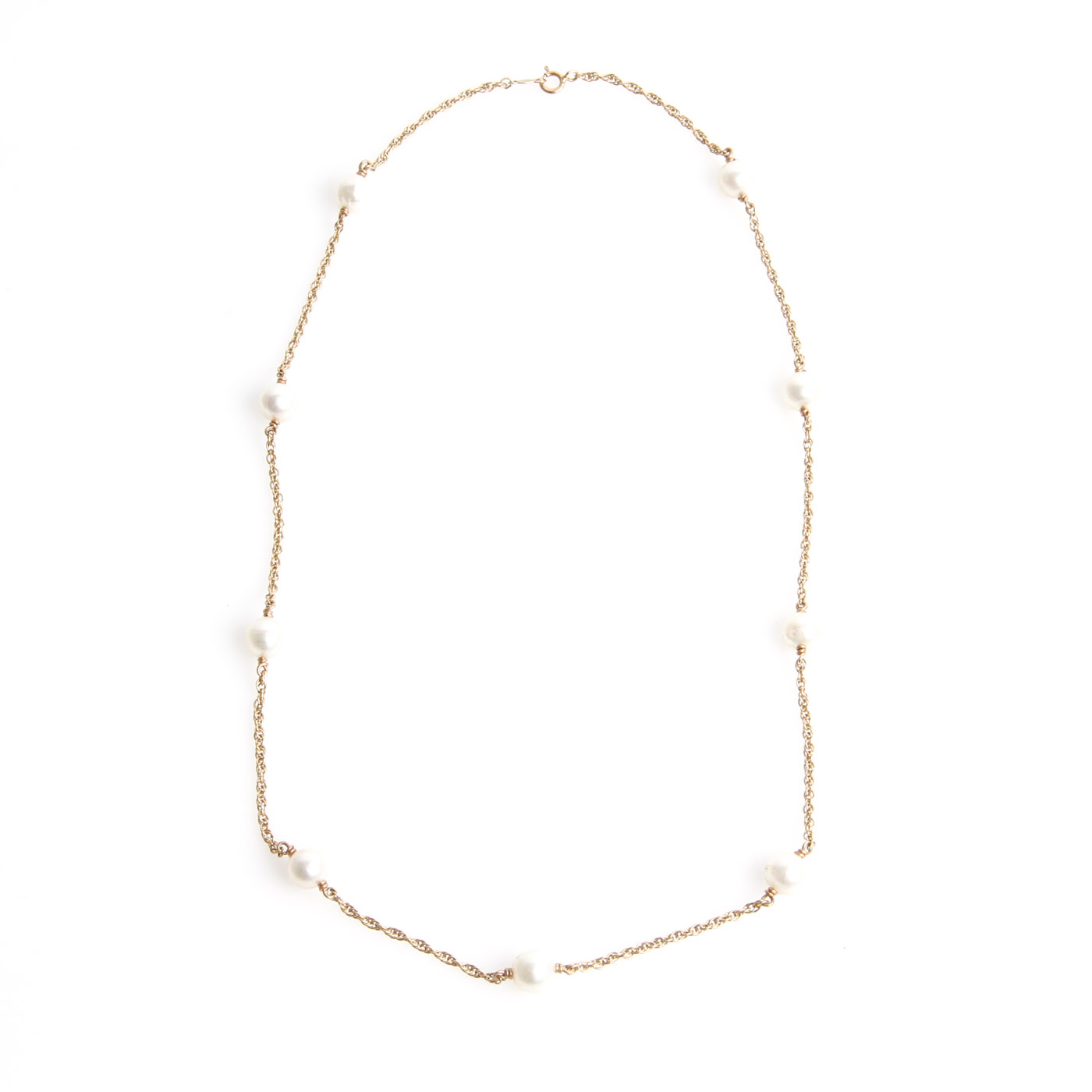 14K Yellow Gold and Cultured Pearl Necklace