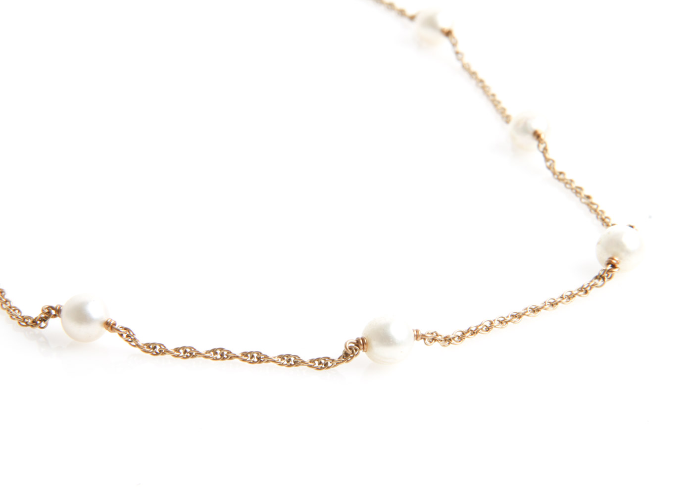 14K Yellow Gold and Cultured Pearl Necklace