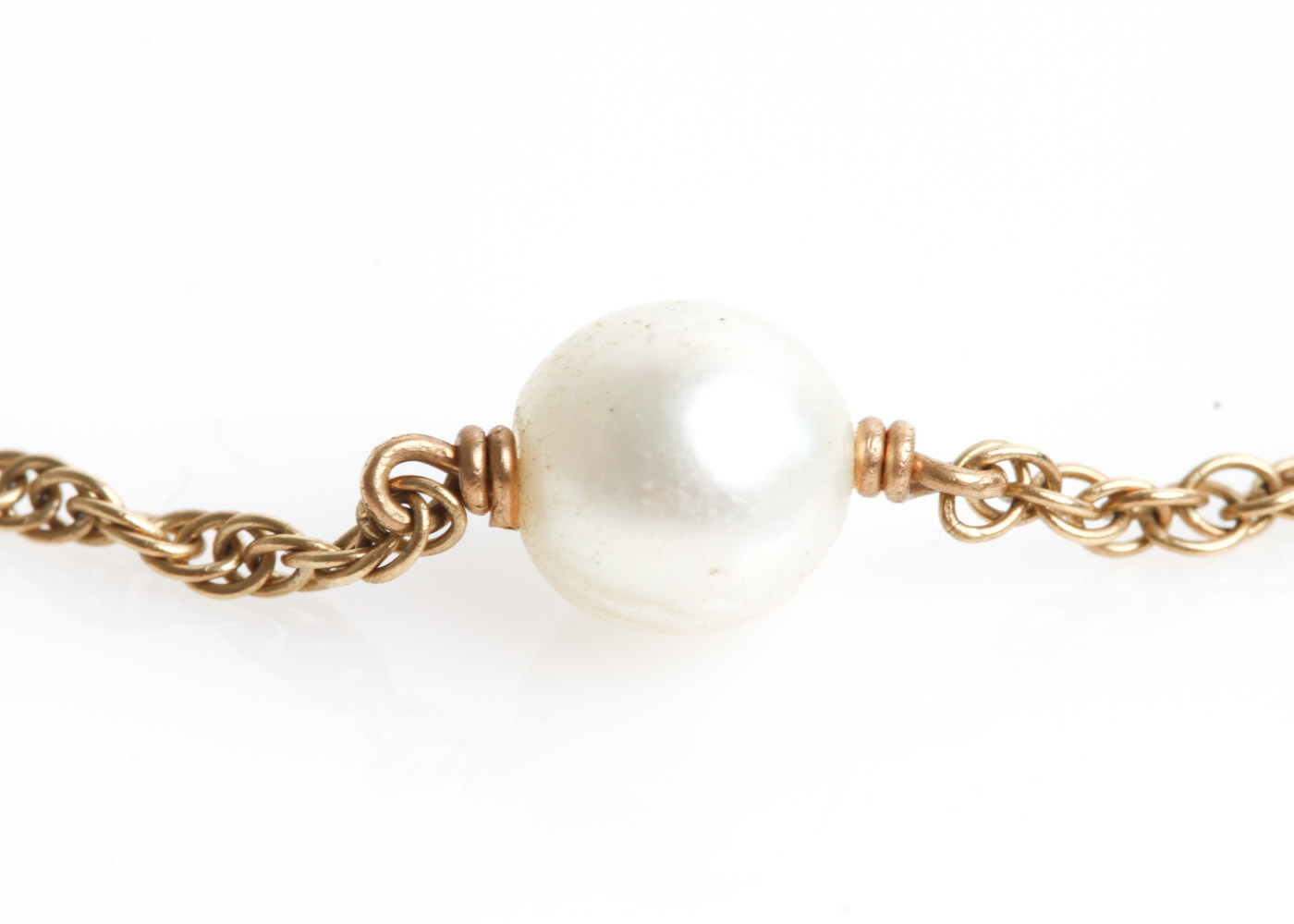 14K Yellow Gold and Cultured Pearl Necklace