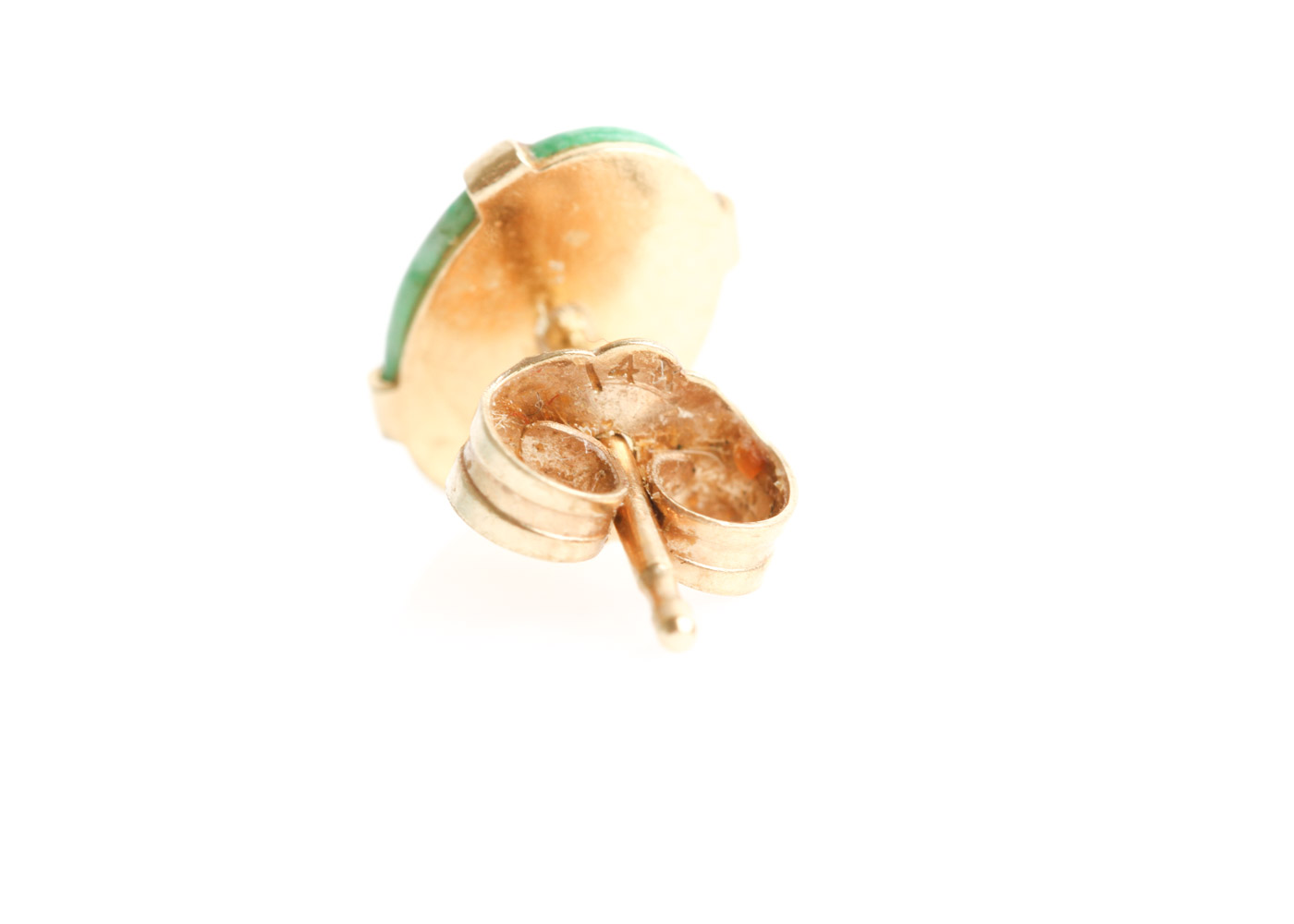 14K Yellow Gold and Nephrite Jade Stud Earrings