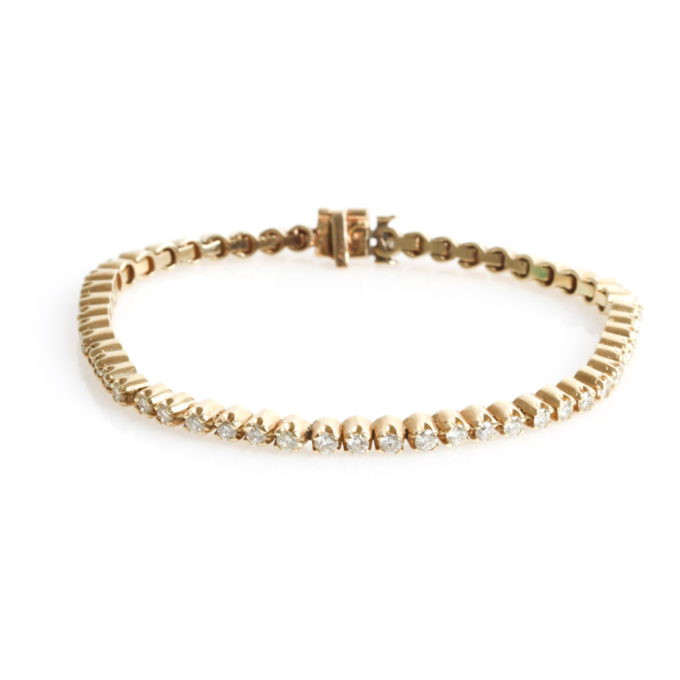 Vintage 14K Yellow Gold and 2.00 CTW Diamond Tennis Bracelet