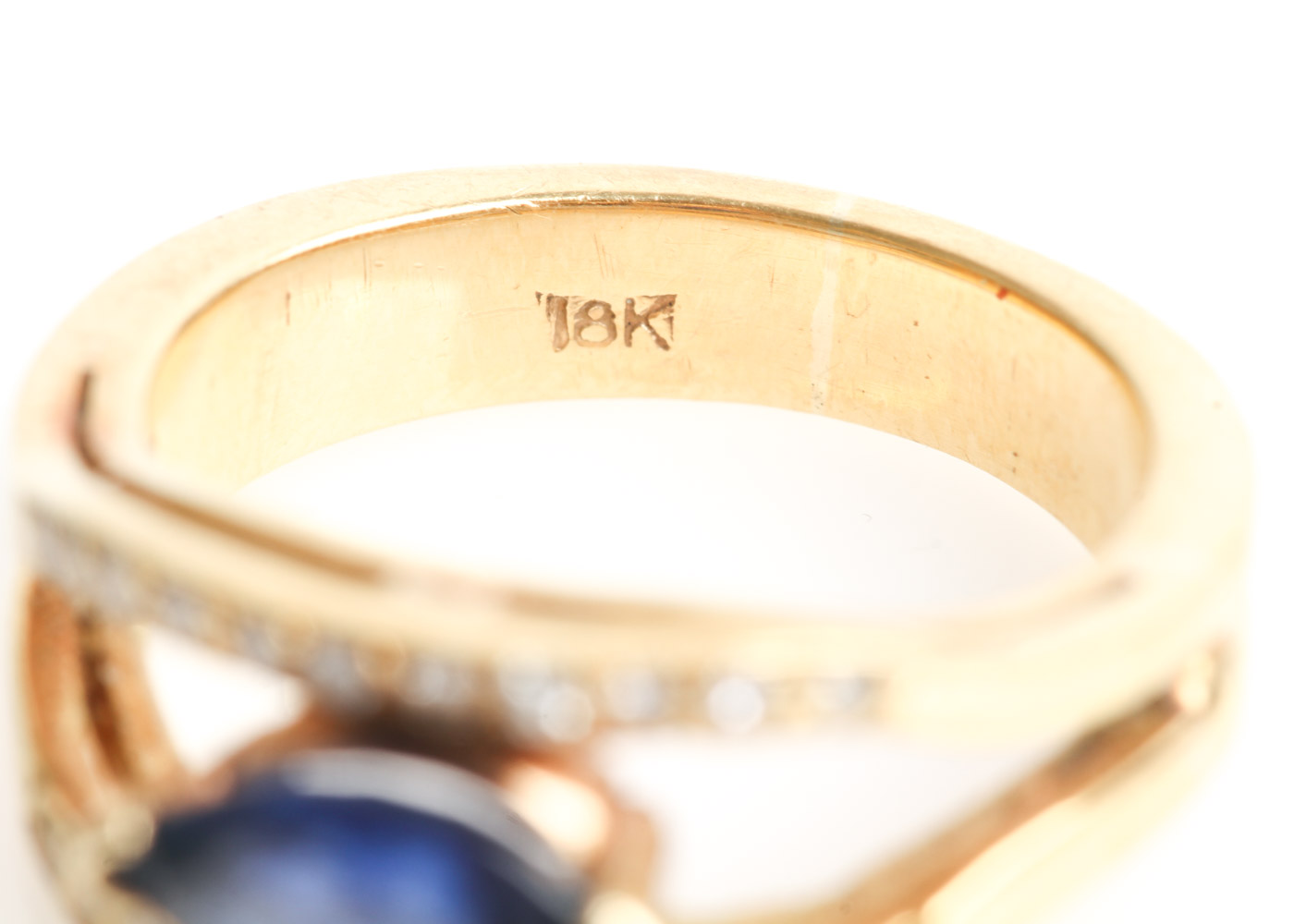 18K Yellow Gold, Sapphire and Diamond Ring