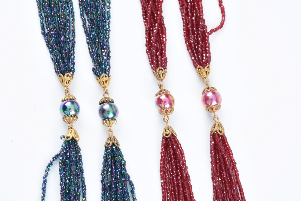 Seven Vintage Beaded Necklaces and Belt Buckle