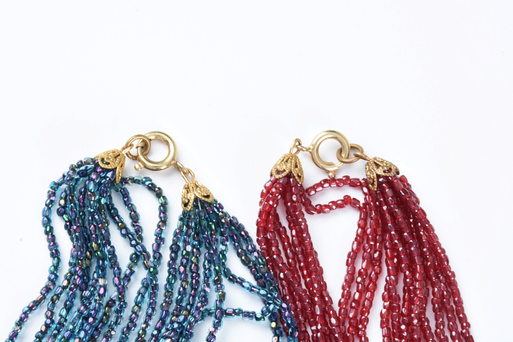 Seven Vintage Beaded Necklaces and Belt Buckle