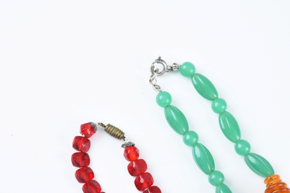 Seven Vintage Beaded Necklaces and Belt Buckle