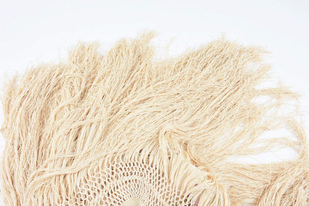 Ivory and Pink Embroidered Piano Shawl