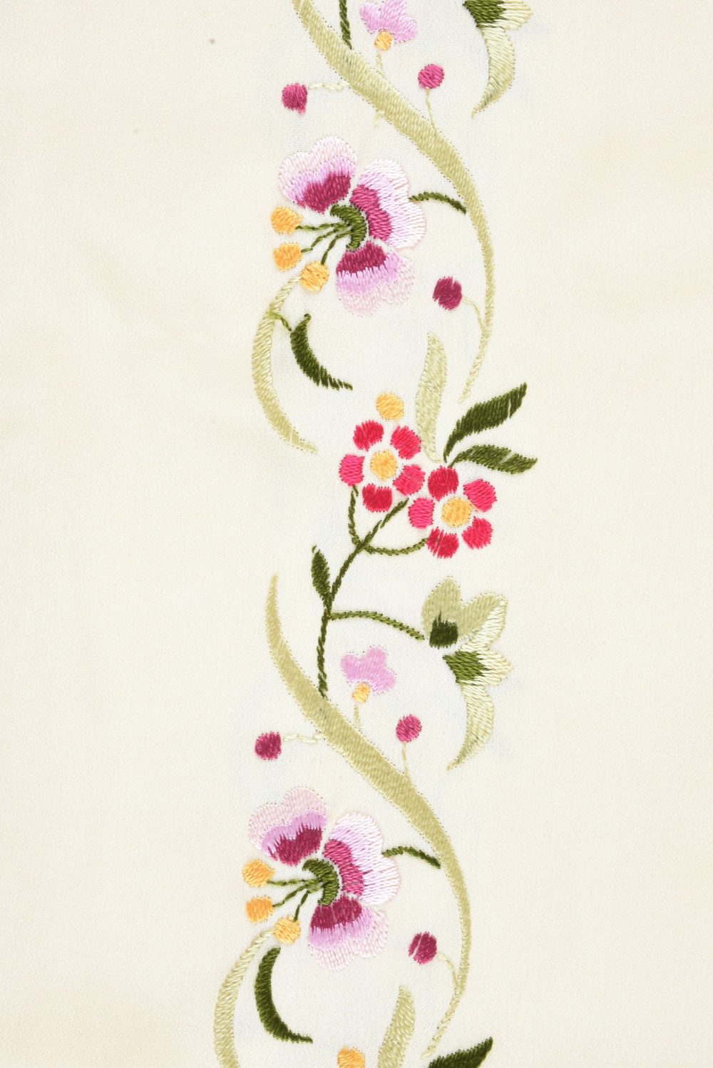 Ivory and Pink Embroidered Piano Shawl