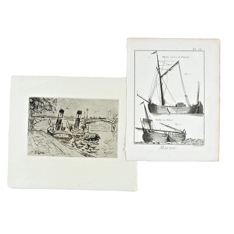 Collection of Two Etchings with Marine Landscape Scenes