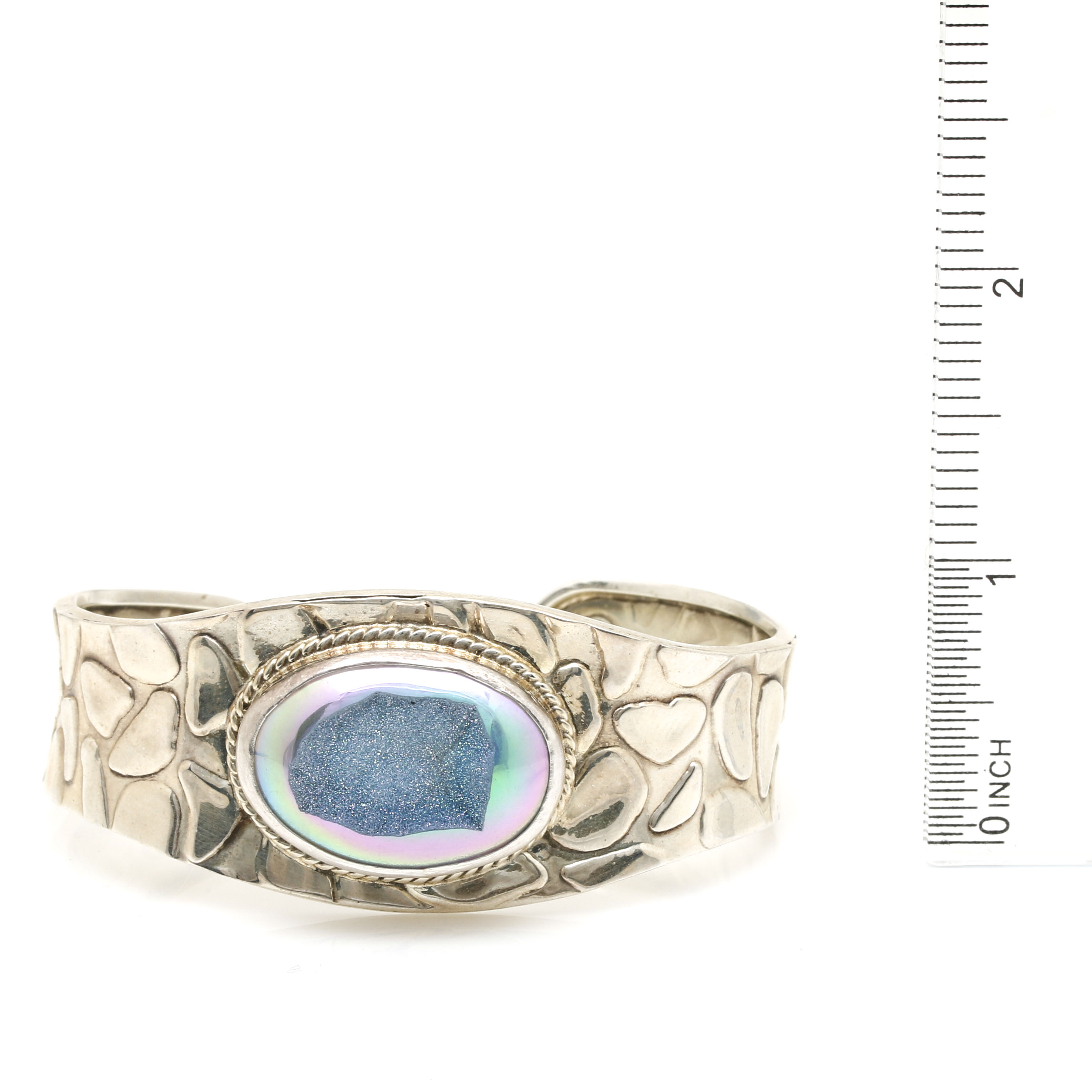 AF Design Sterling Silver Cuff Bracelet With Coated Druzy Quartz