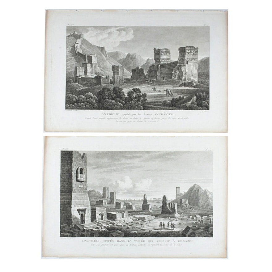Early 19th-Century Etchings on Paper after L.F. Cassas