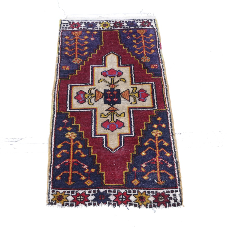 Hand-Knotted Turkish Tribal Accent Rug