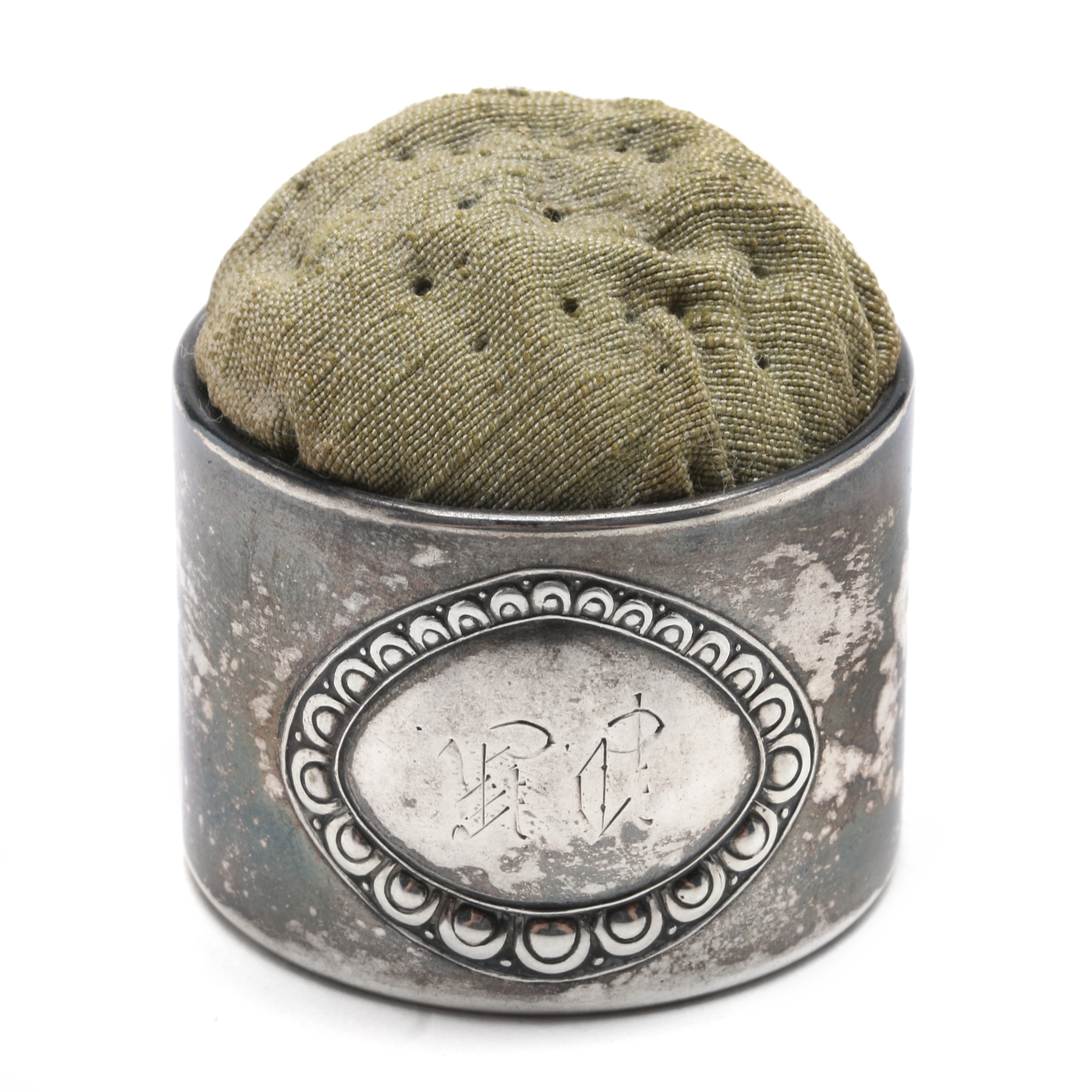 Vintage 900 Silver Albert Scharning Monogrammed Pin Cushion