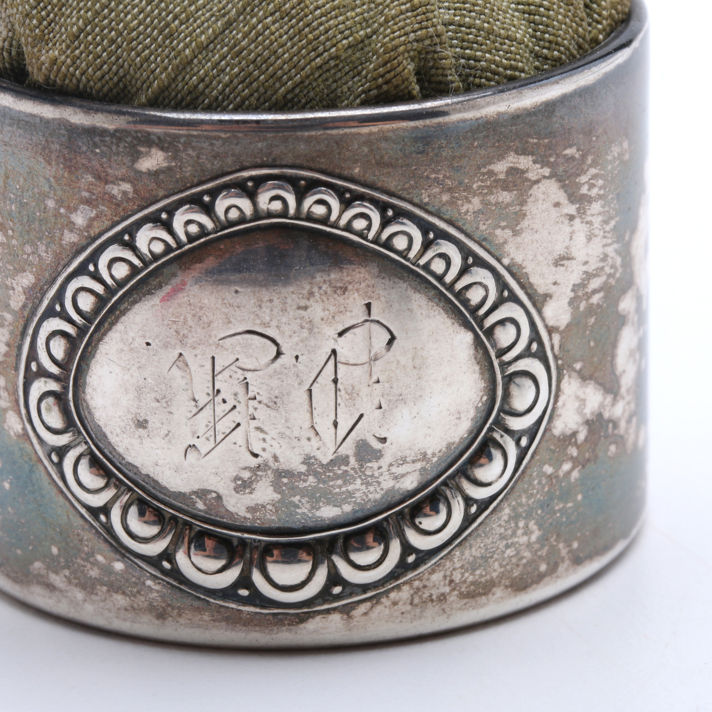 Vintage 900 Silver Albert Scharning Monogrammed Pin Cushion