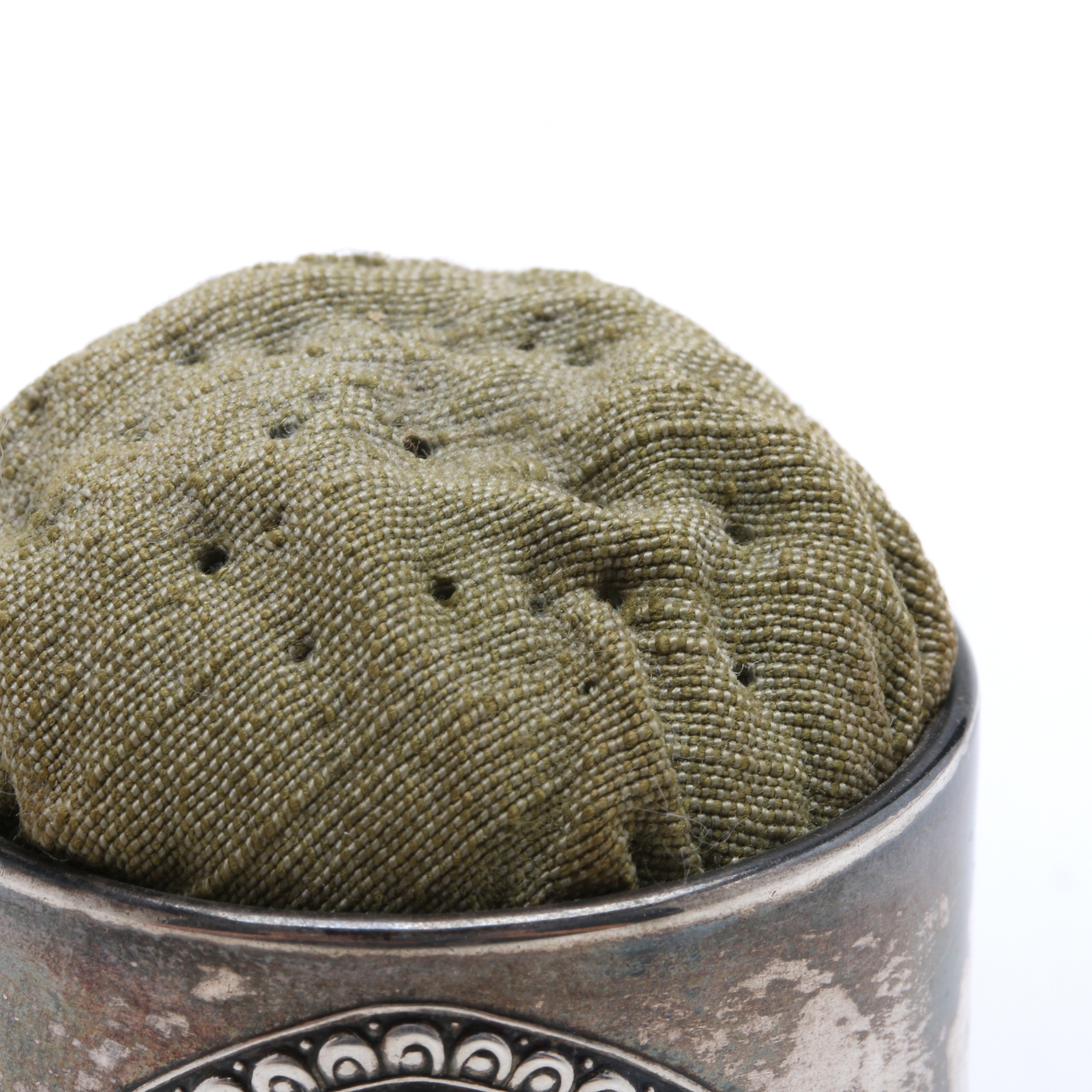 Vintage 900 Silver Albert Scharning Monogrammed Pin Cushion