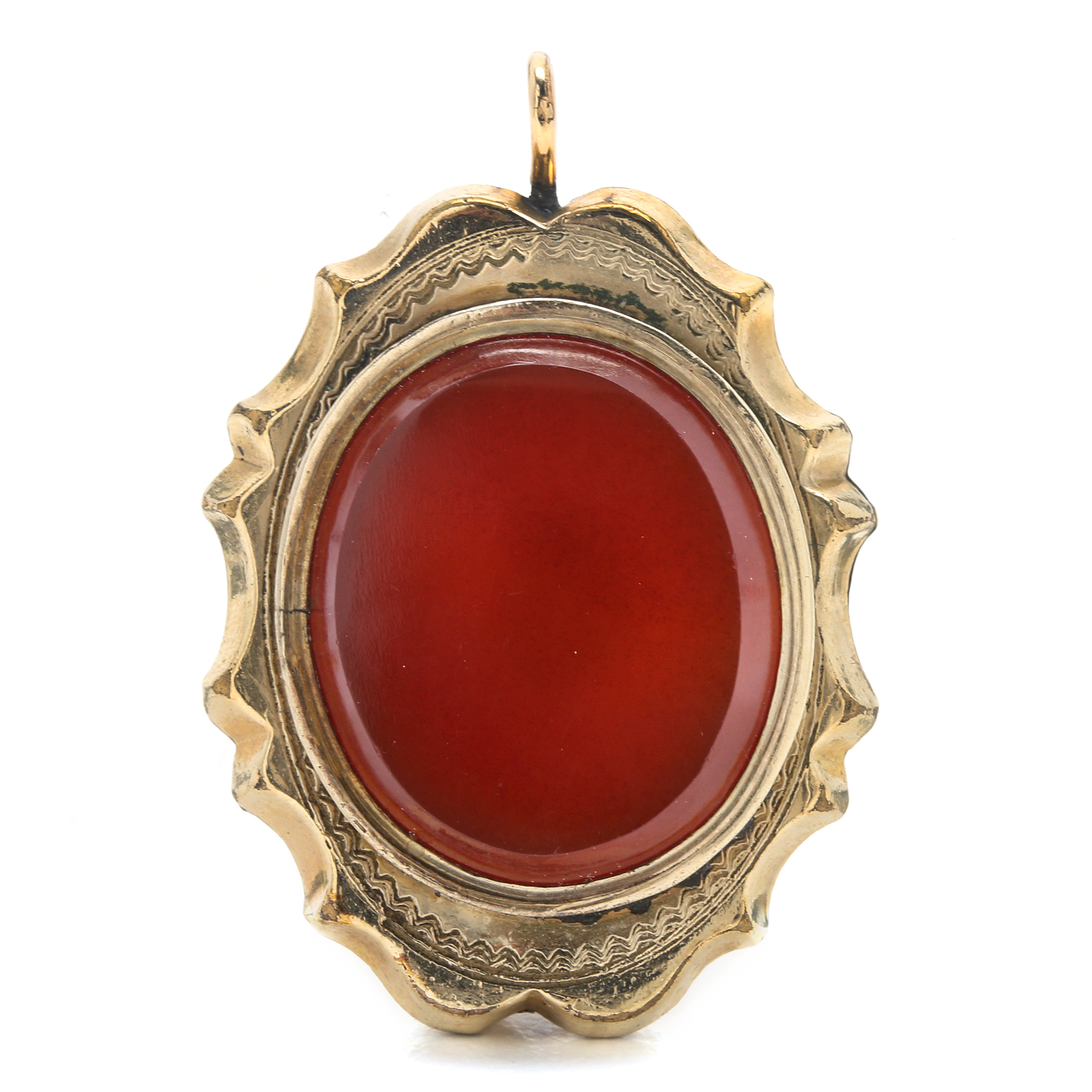 Antique Gold Filled Engraved Locket with Carnelian Medalion