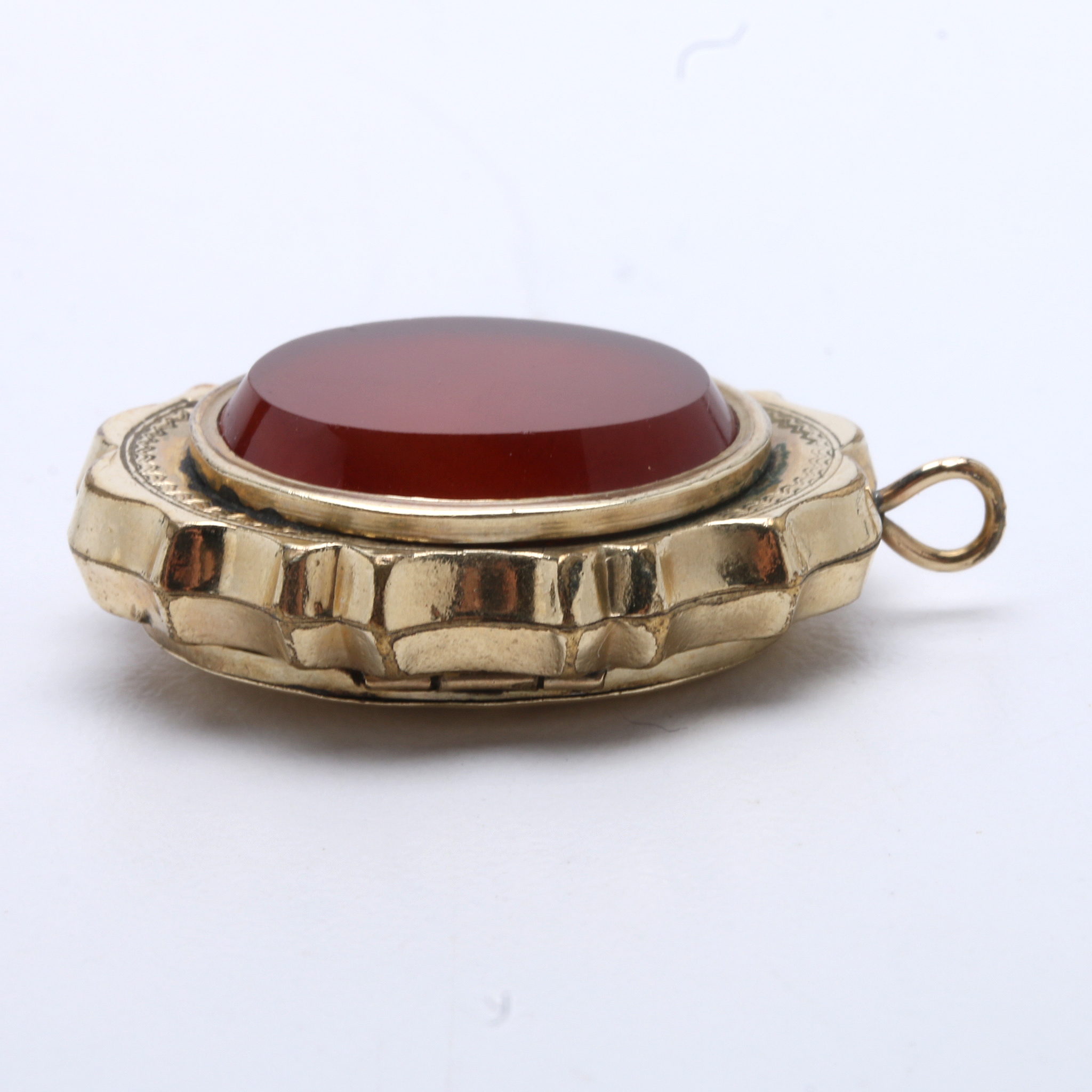 Antique Gold Filled Engraved Locket with Carnelian Medalion
