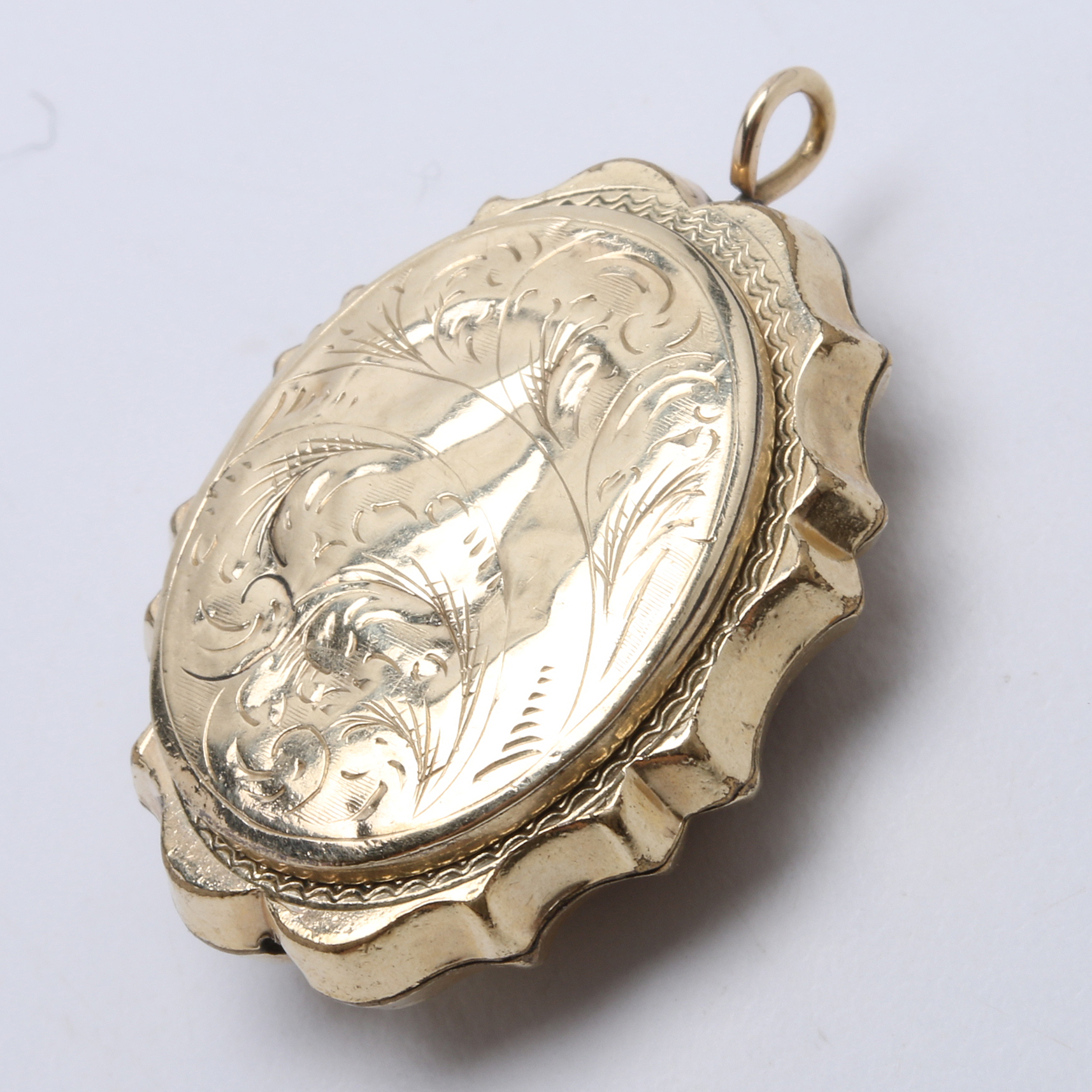 Antique Gold Filled Engraved Locket with Carnelian Medalion