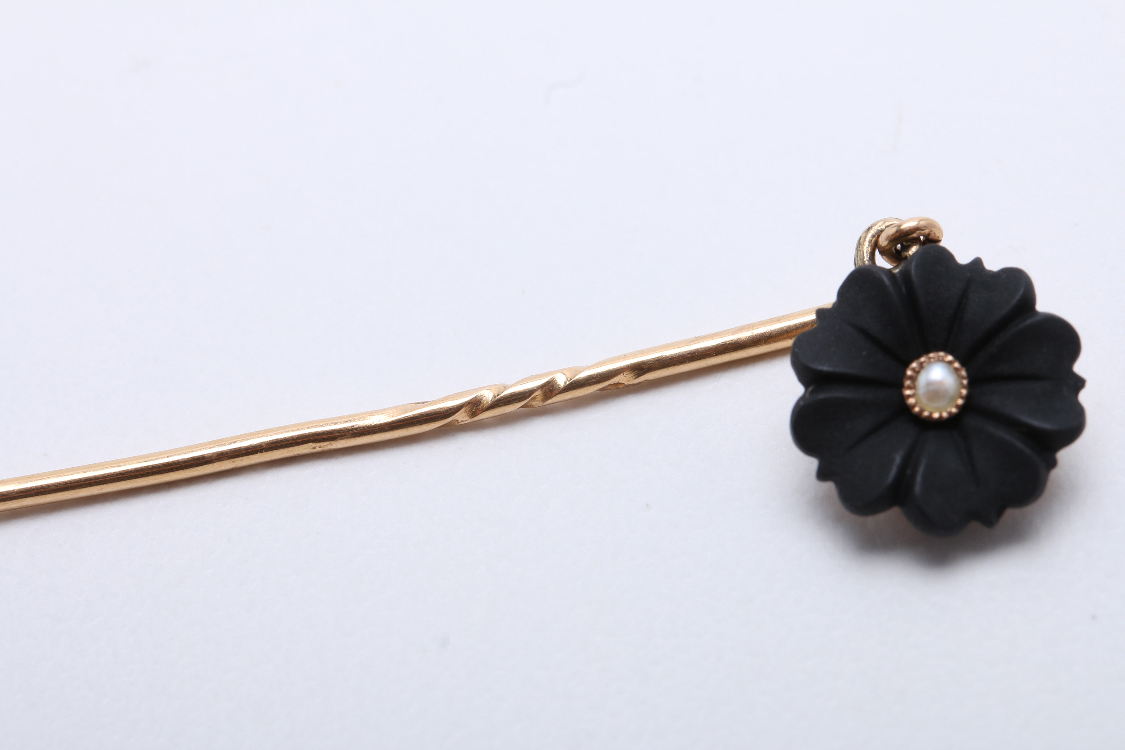 Three Antique Gold Filled Stick Pins Embellished with Seed Pearls