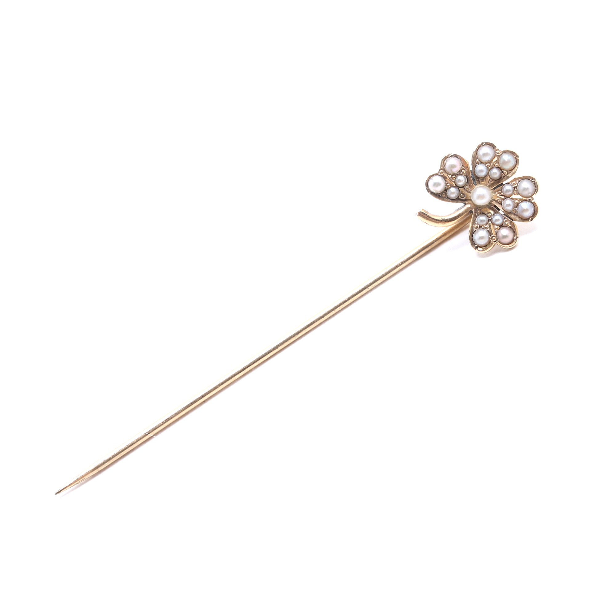 Three Antique Gold Filled Stick Pins Embellished with Seed Pearls