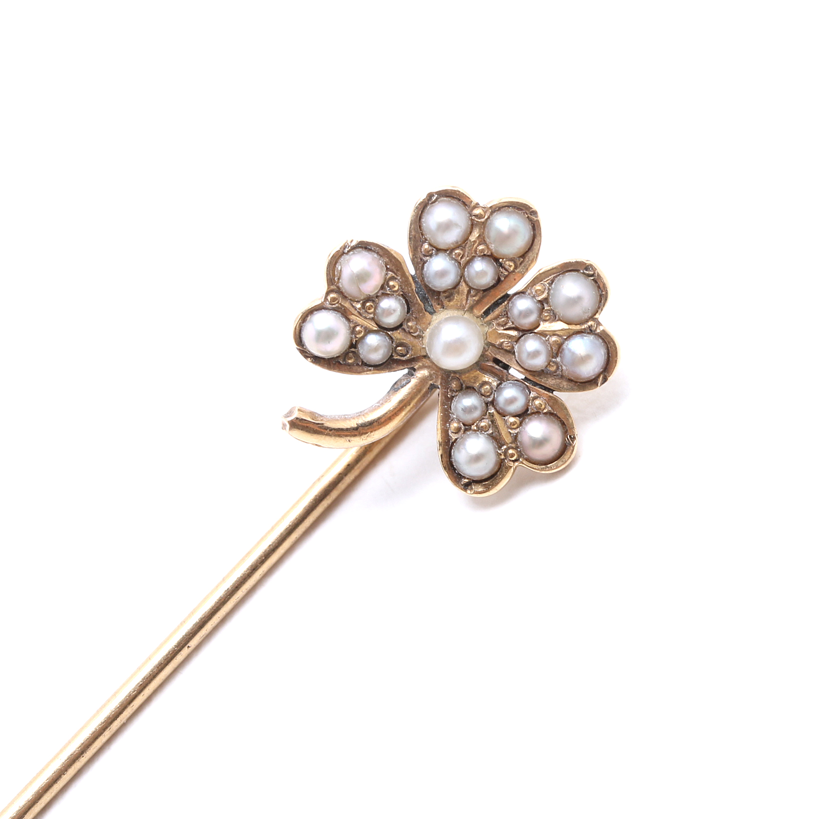 Three Antique Gold Filled Stick Pins Embellished with Seed Pearls