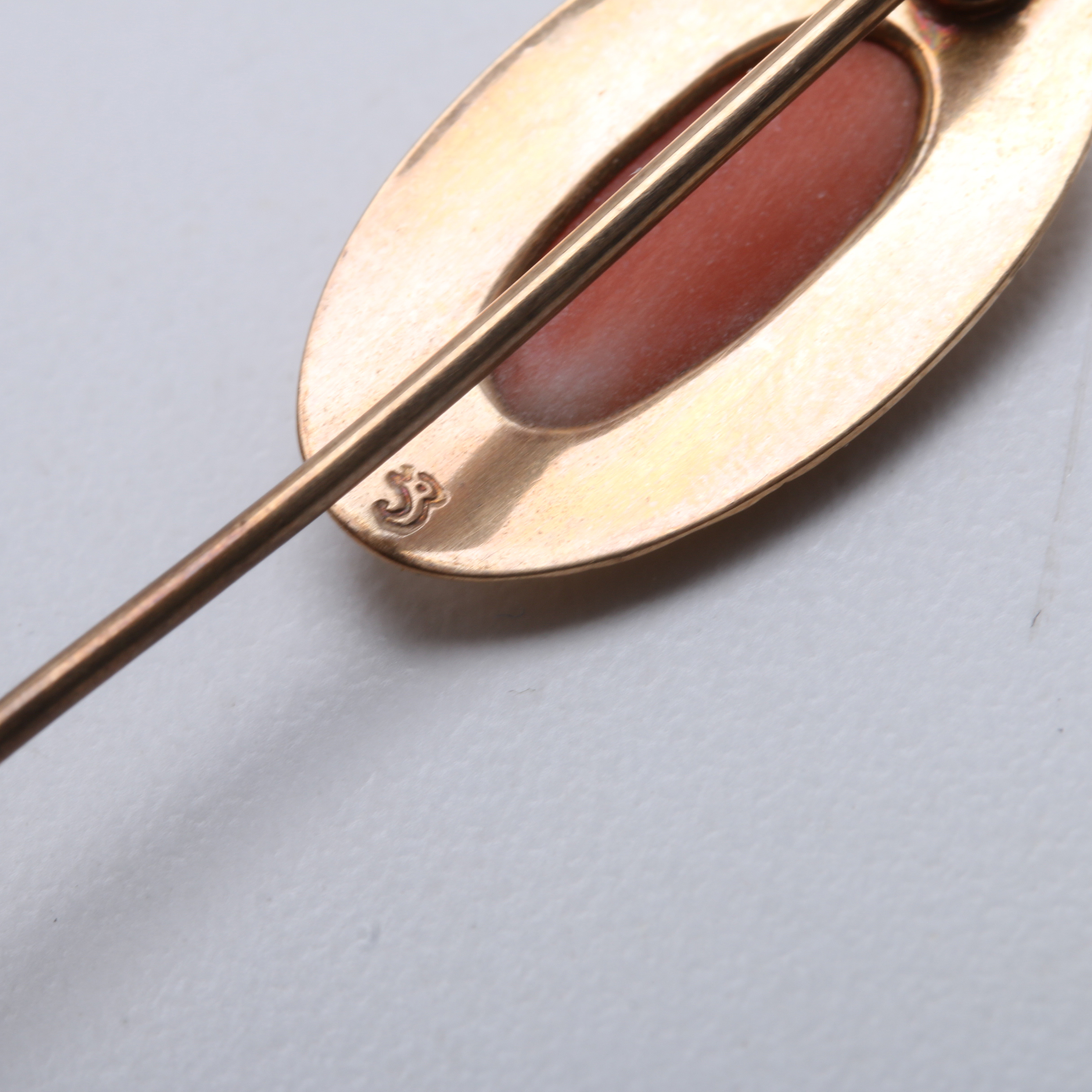 Four Antique 10K Yellow Gold Stick Pins with Stones and Diamonds