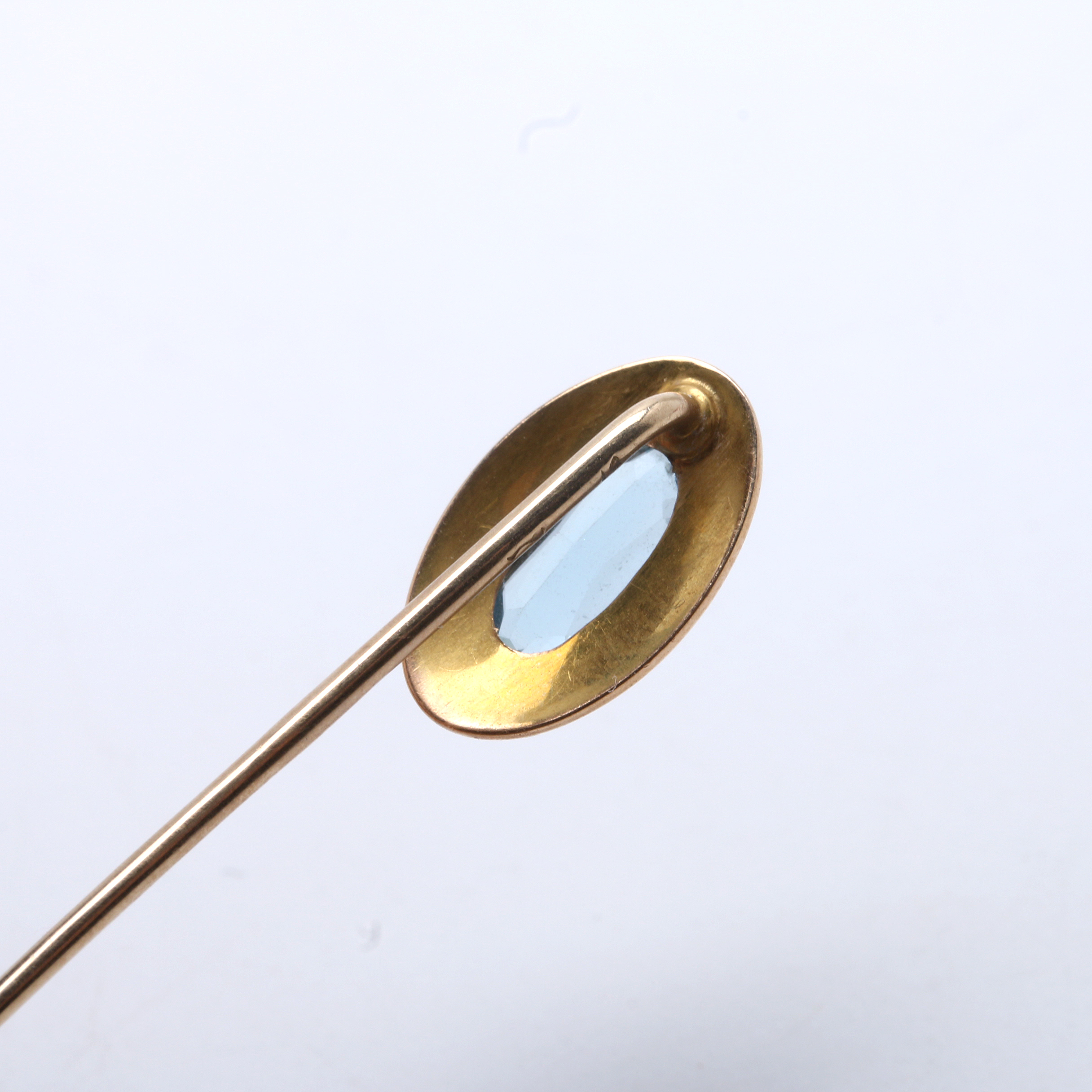 Four Antique 10K Yellow Gold Stick Pins with Stones and Diamonds