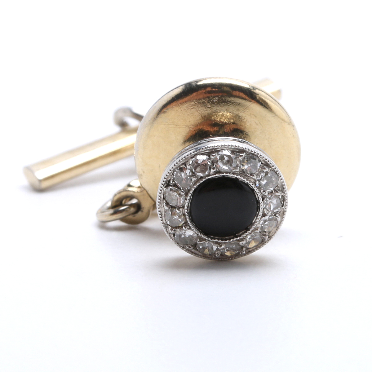 Art Deco Janesich Platinum and Diamond Cufflinks and Tie Tack