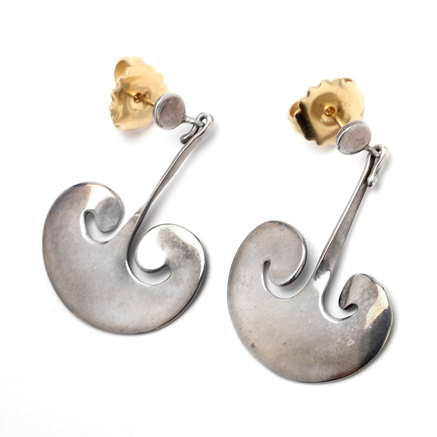 Vintage Torun Bulow Hube Sterling Earrings for Georg Jensen