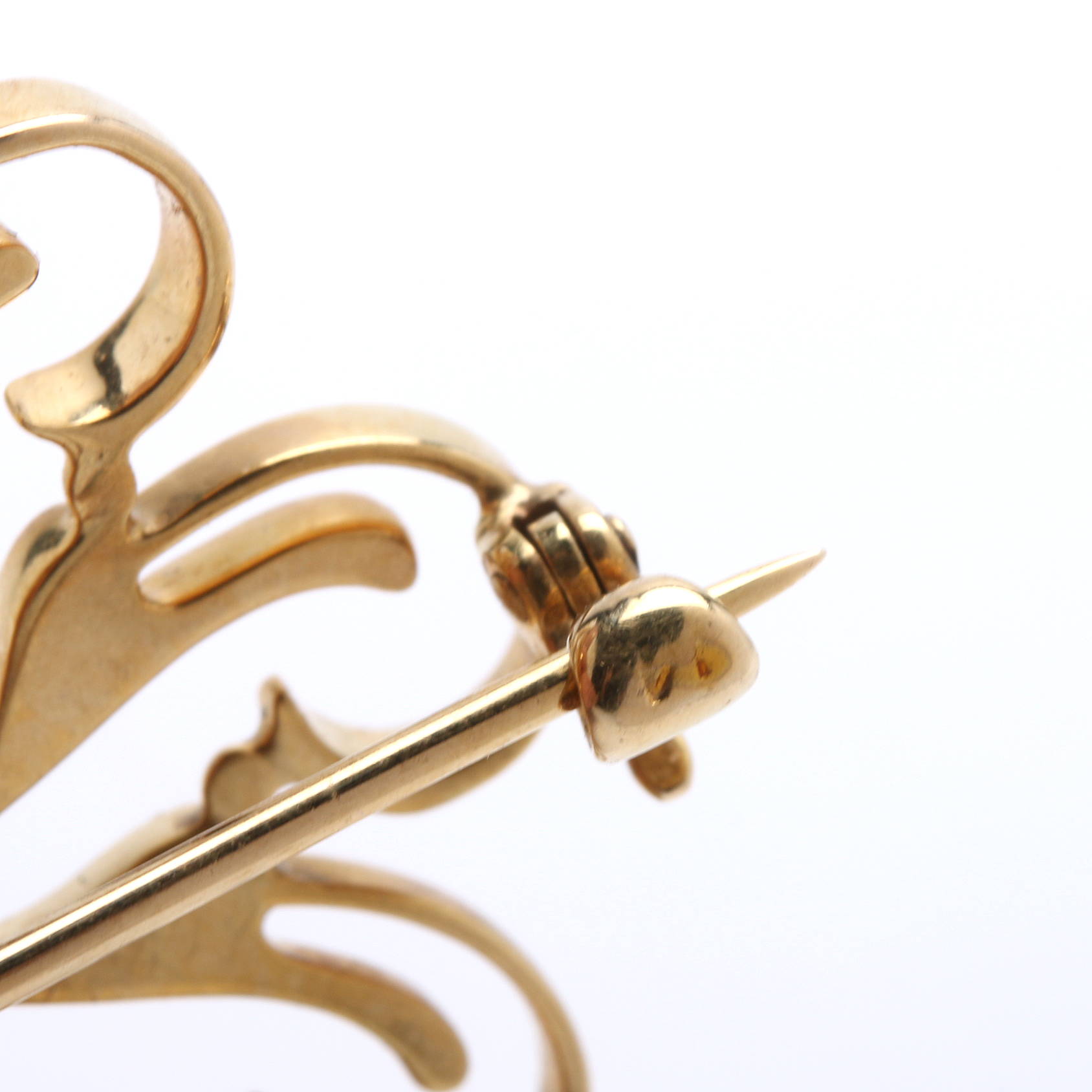 Victorian Revival 14K Yellow Gold and Opal Pinwheel Brooch