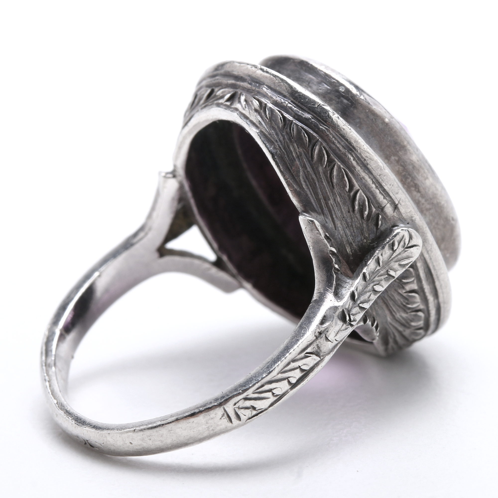 Vintage Pink Synthetic Sapphire Ring in a Sterling Silver Setting