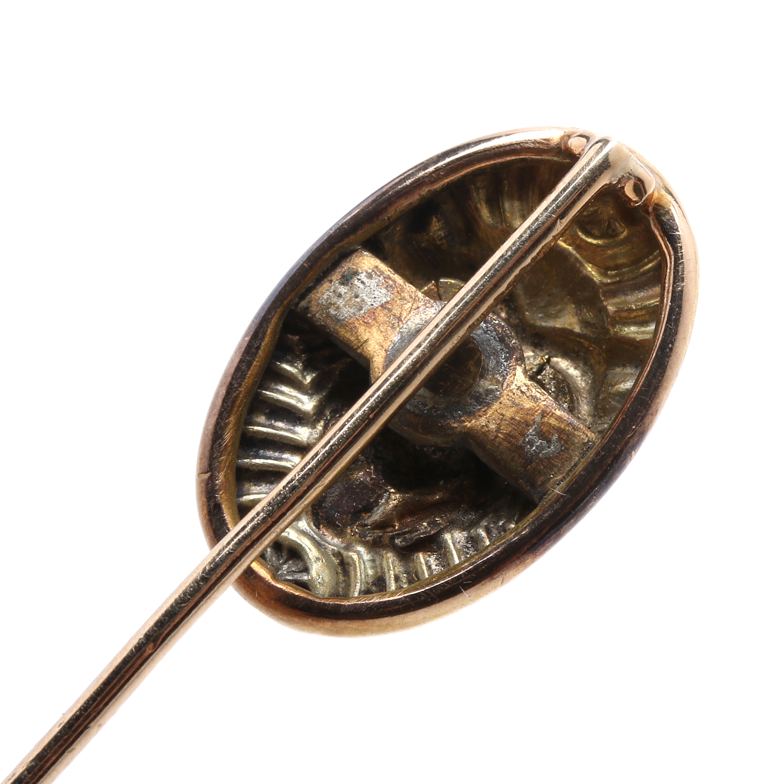 Vintage 14K Yellow Gold Lion Stick Pin with Red Glass Eyes