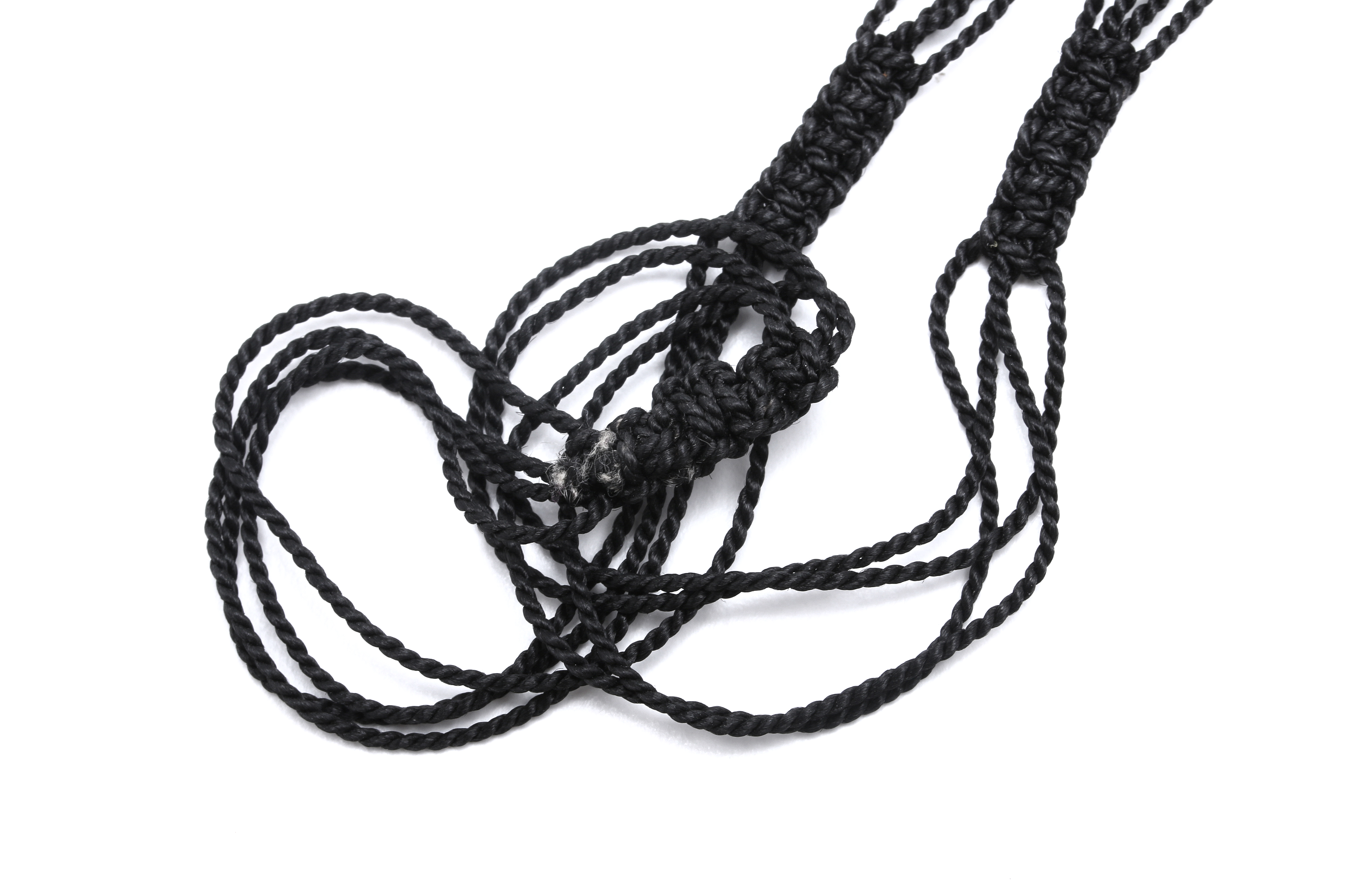 Two Carved Pendants on Knotted Silk Cords, Smoky Quartz & Jadeite