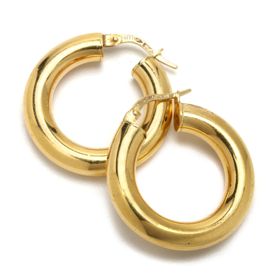 Pair of 18K Yellow Gold Hoop Earrings with Hinged Posts