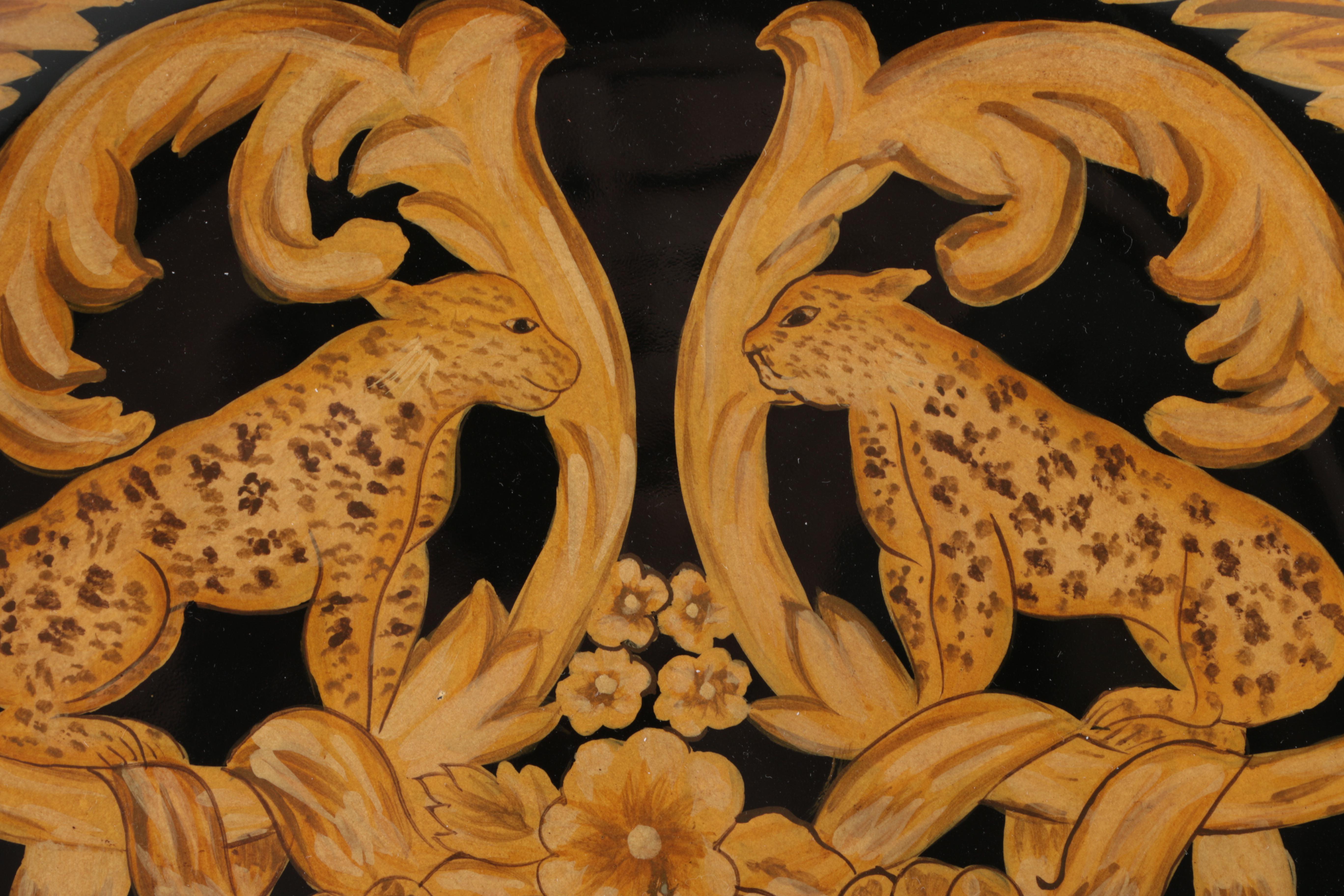 Chinese Decorative Lacquered Plate with Stand