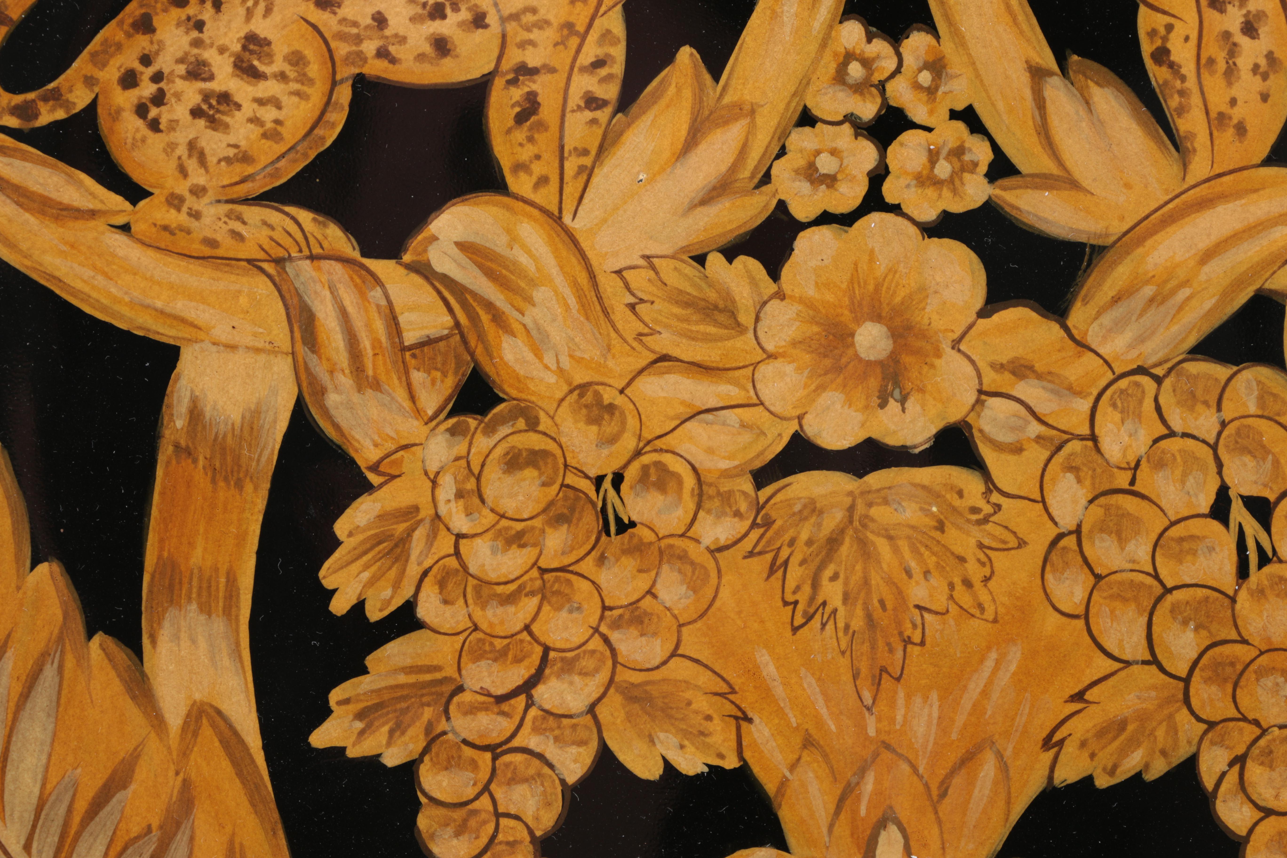 Chinese Decorative Lacquered Plate with Stand