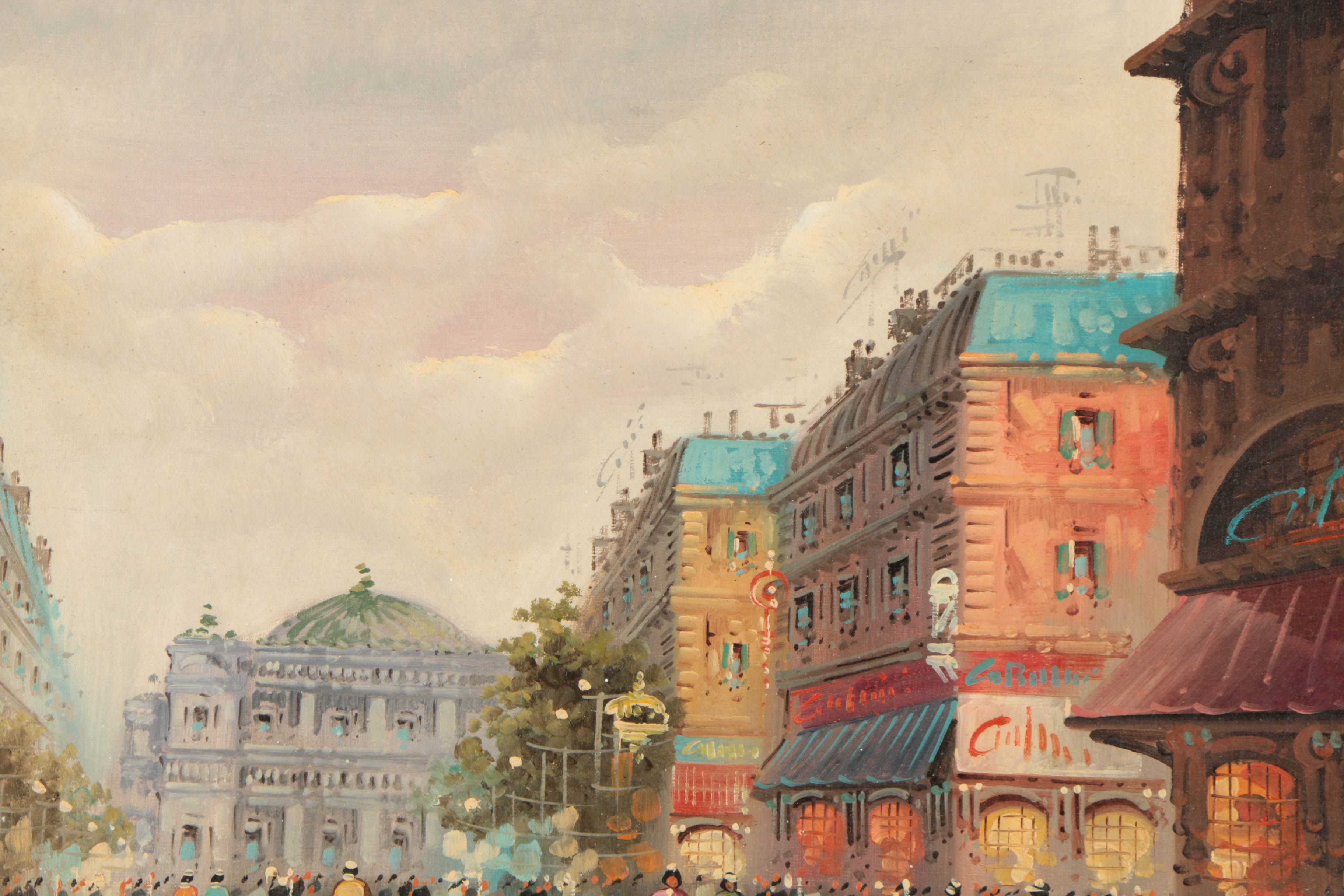 Tito Moro Oil Painting on Canvas of Parisian Street Scene