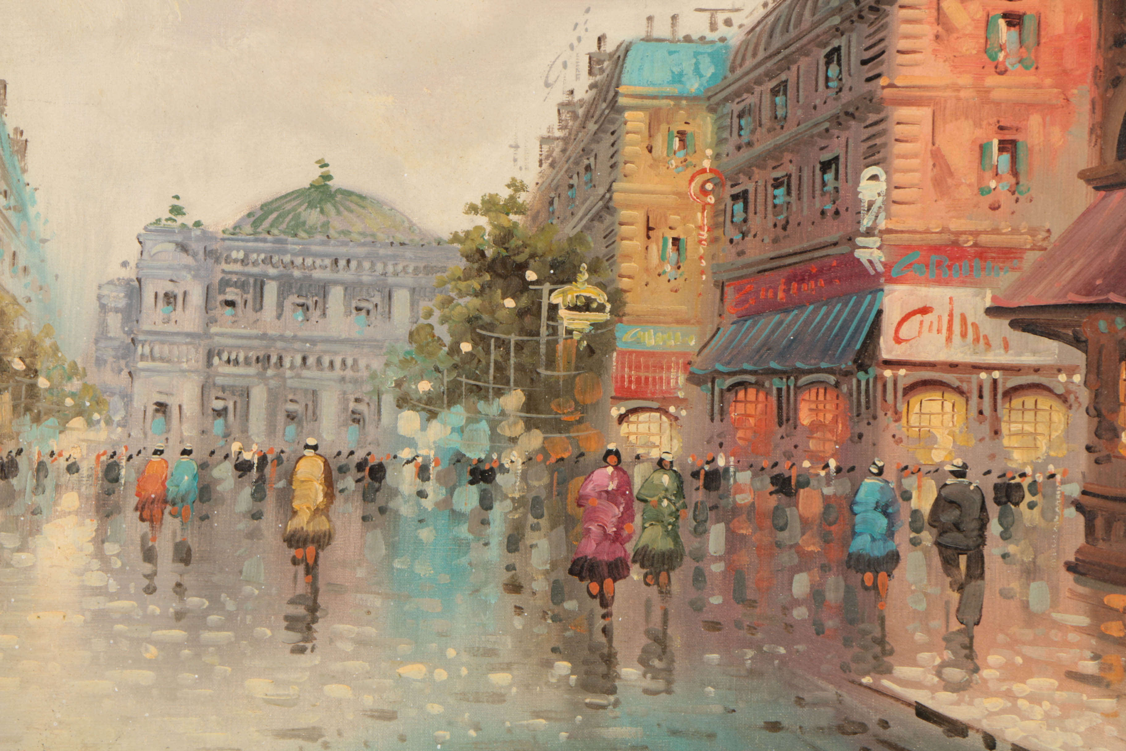 Tito Moro Oil Painting on Canvas of Parisian Street Scene