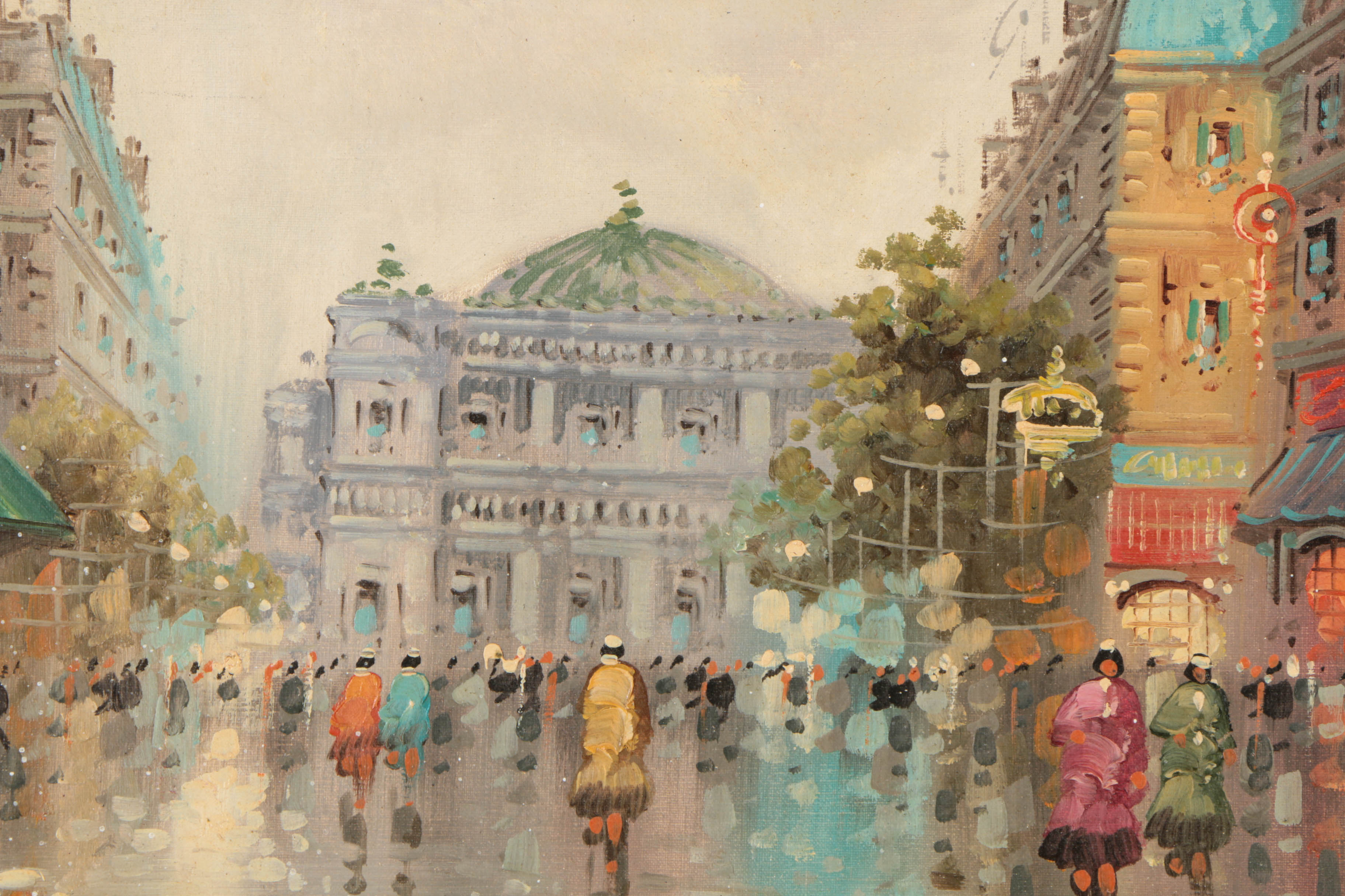 Tito Moro Oil Painting on Canvas of Parisian Street Scene